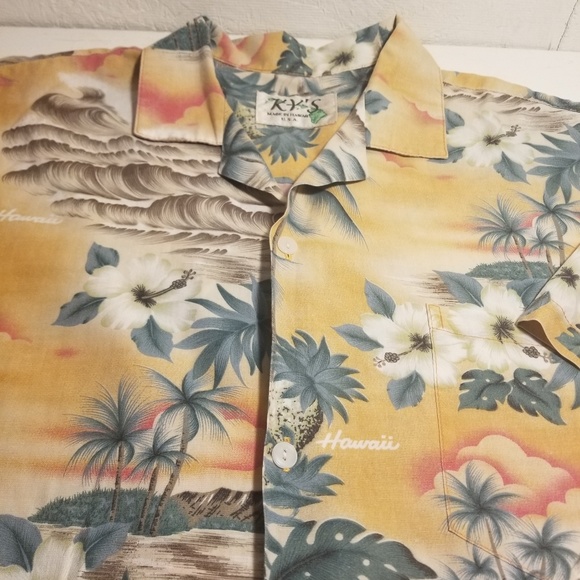 Kys Mens Hawaiian Shirt Made in USA W 27" L30 1/2" - Picture 2 of 8